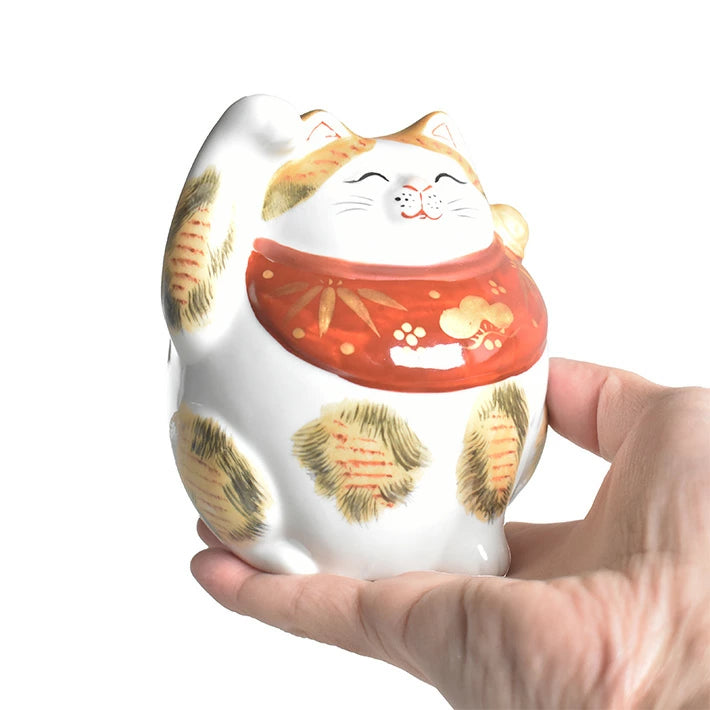 KUTANI JAPANESE LUCKY CAT(MANEKI NEKO) GOLD-COLORED CALICO