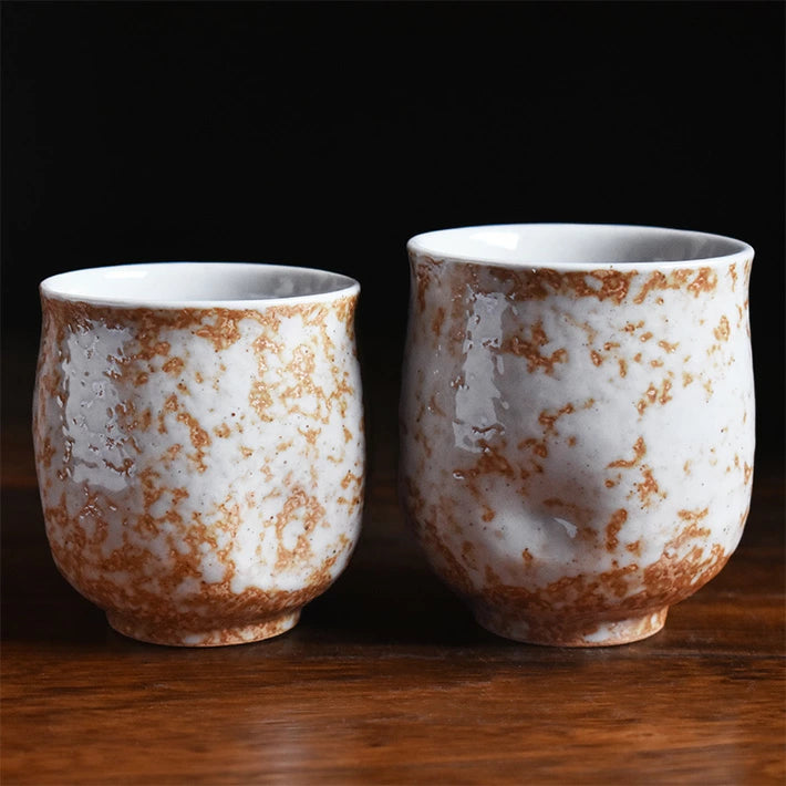 KUTANI JAPANESE YUNOMI SET TEACUP GOLD LEAF DECORATION