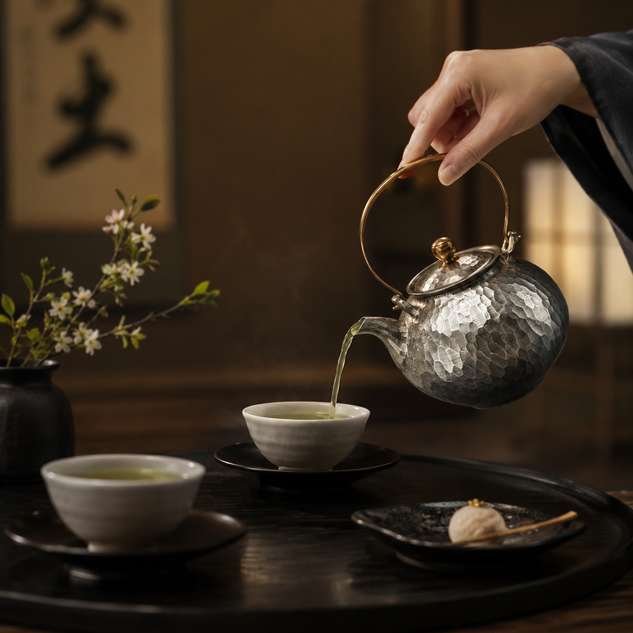 ARITA WARE SMALL TEAPOT – ANTIQUE SILVER HAMMERED FINISH BY RISOGAMA
