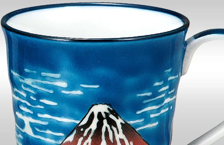 JAPANESE KUTANI PORCELAIN MUG PAIR – HOKUSAI DESIGN