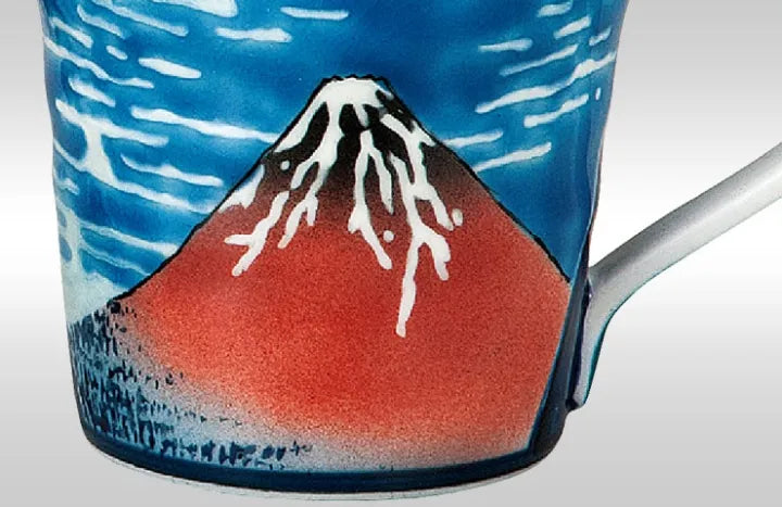 JAPANESE KUTANI PORCELAIN MUG PAIR – HOKUSAI DESIGN