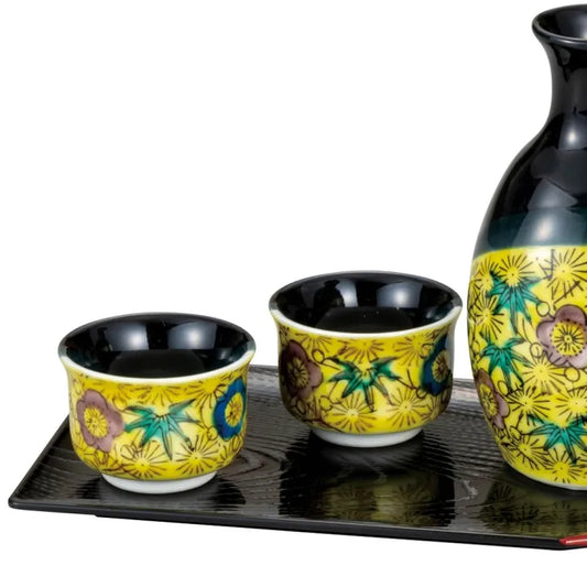 KUTANI JAPANESE SAKE SET YOSHIDAYA SHOCHIKUBAI