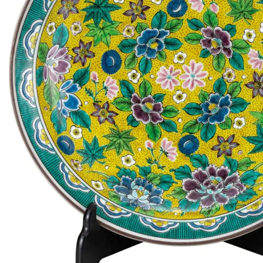 KUTANI WARE DECORATIVE PLATE(YOSHIDAYA STYLE) HANAZUME DESIGN