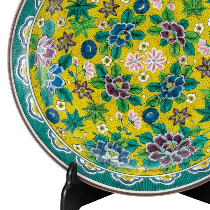 KUTANI WARE DECORATIVE PLATE(YOSHIDAYA STYLE) HANAZUME DESIGN