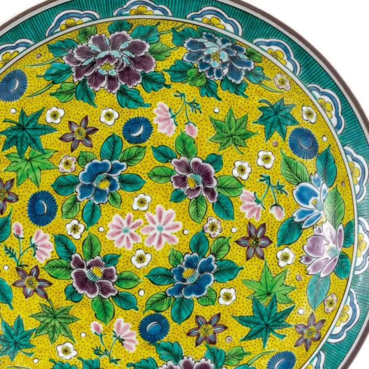 KUTANI WARE DECORATIVE PLATE(YOSHIDAYA STYLE) HANAZUME DESIGN