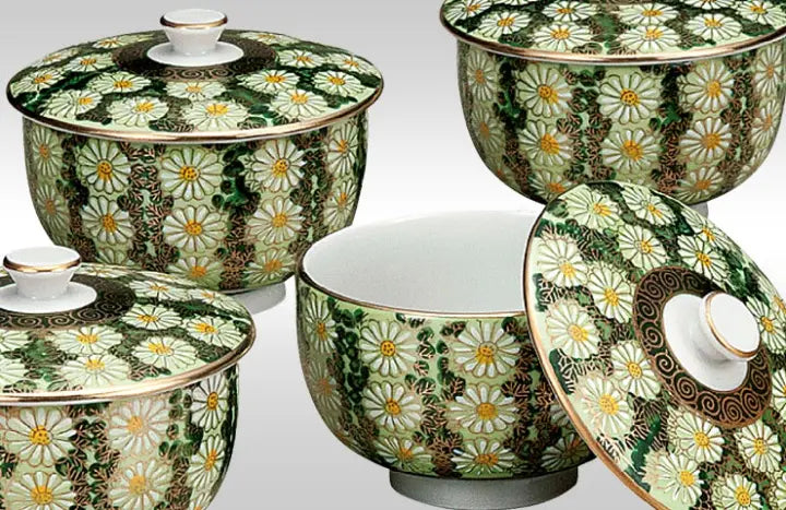 KUTANI WARE TEA POT SET WITHLID KIKUZUME