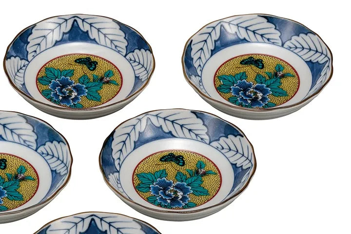 KUTANI JAPANNESE PLATE SET YOSHIDAYA BOTAN
