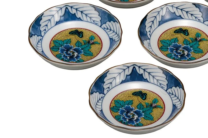 KUTANI JAPANNESE PLATE SET YOSHIDAYA BOTAN
