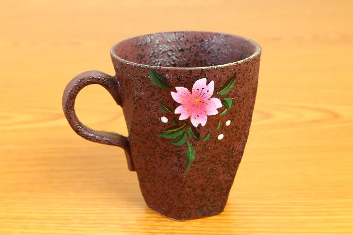 KUTANI WARE ROUGH-HEWN MUG CUP - HANA KASUMI SAKURA/ BIZAN KLIN