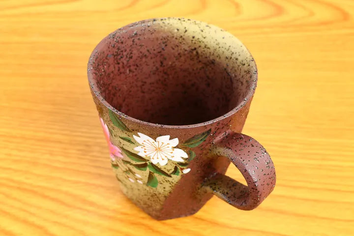 KUTANI WARE ROUGH-HEWN MUG CUP - HANA KASUMI SAKURA/ BIZAN KLIN