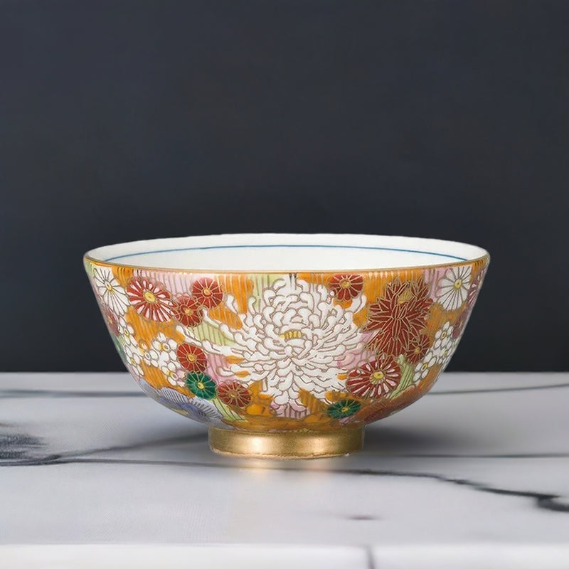 JAPANESE RICE BOWL KUTANI KIN-HANZUME DESIGN