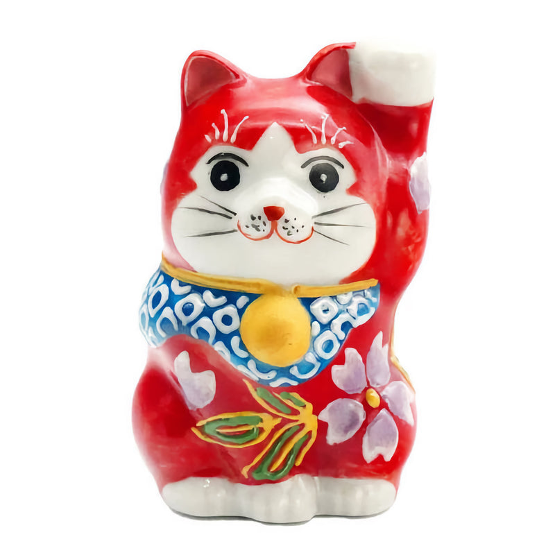 KUTANI JAPANESE LUCKY CAT(MANEKI NEKO) SAKURA MORI RED