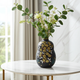 KUTANI WARE FLOWER VASE – SHIROKIN-MORI WEEPING CHERRY BLOSSOMS WITH AO-CHIBU BY KINGYOKU NAKATA