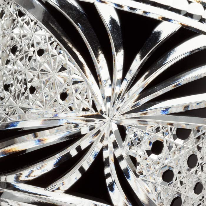 EDO KIRIKO OCTAGONAL KAGOME & CHRYSANTHEMUM KAGOME LINKED PATTERN OLD-FASHIONED GLASS - BLACK