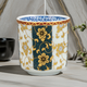 JAPANESE KUTANI WARE TEACUP – BLUE & WHITE BEADED CLEMATIS (TESSEN) DESIGN
