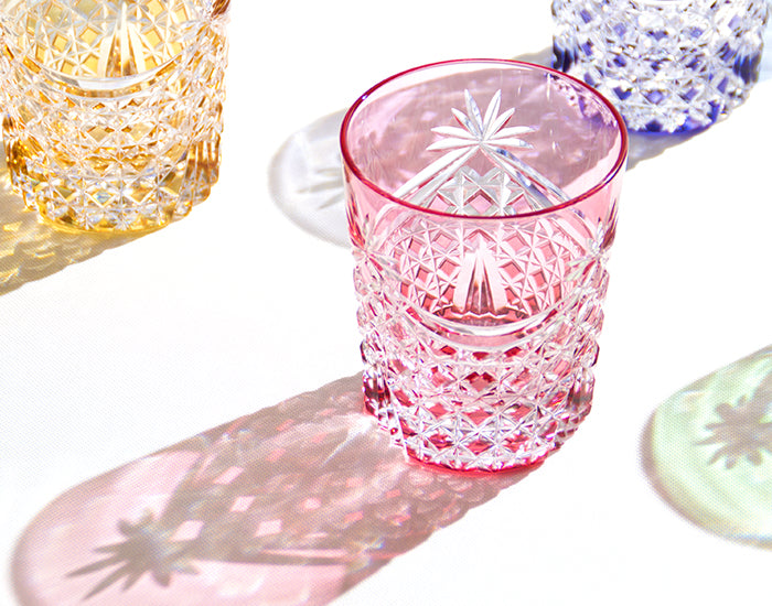 WHISKEY GLASS, EDO KIRIKO “DRAPE & TETRAGONAL BASKET WEAVE”