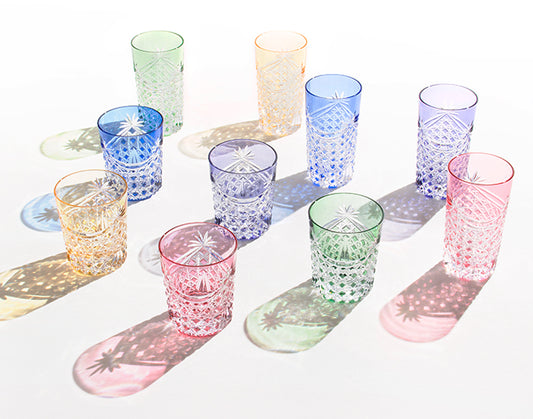 EDO KIRIKO ROCKS GLASS SQUARE BASKET WEAVE PATTERN WITH MAKUHIDA
