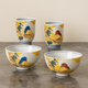 KUTANI WARE PAIR RICE BOWL SET YOSHIDAYA-STYLE SPARROWS
