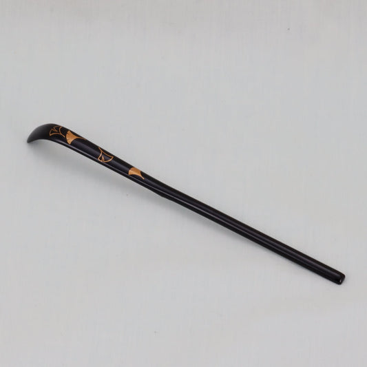 WAJIMA LACQUERWARE CHASHAKU GINNAN MAKIE DESIGN, TRADITIONAL JAPANESE TEA CEREMONY SPOON