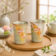 KUTANI WARE PAIR OF FREE CUPS SUNLIT FLORAL PATTERN