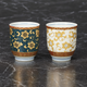KUTANI WARE YUNOMI SET TEACUP CLEMATIS ARABESQUE