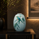 KUTANI WARE FLOWER VASE KINGFISHER ON BAMBOO/ RYUZAN YAMADA