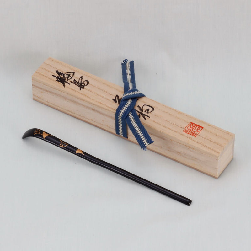 WAJIMA LACQUERWARE CHASHAKU GINNAN MAKIE DESIGN, TRADITIONAL JAPANESE TEA CEREMONY SPOON