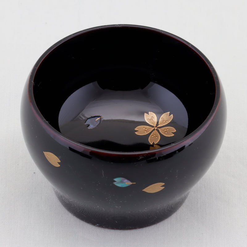 WAJIMA LACQUERWARE GUINOMI TAME-NURI SAKURA MAKI-E