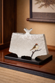 KUTANI WARE PORCELAIN HENKO VASE – SNOW AND SPARROW FAN MOTIF