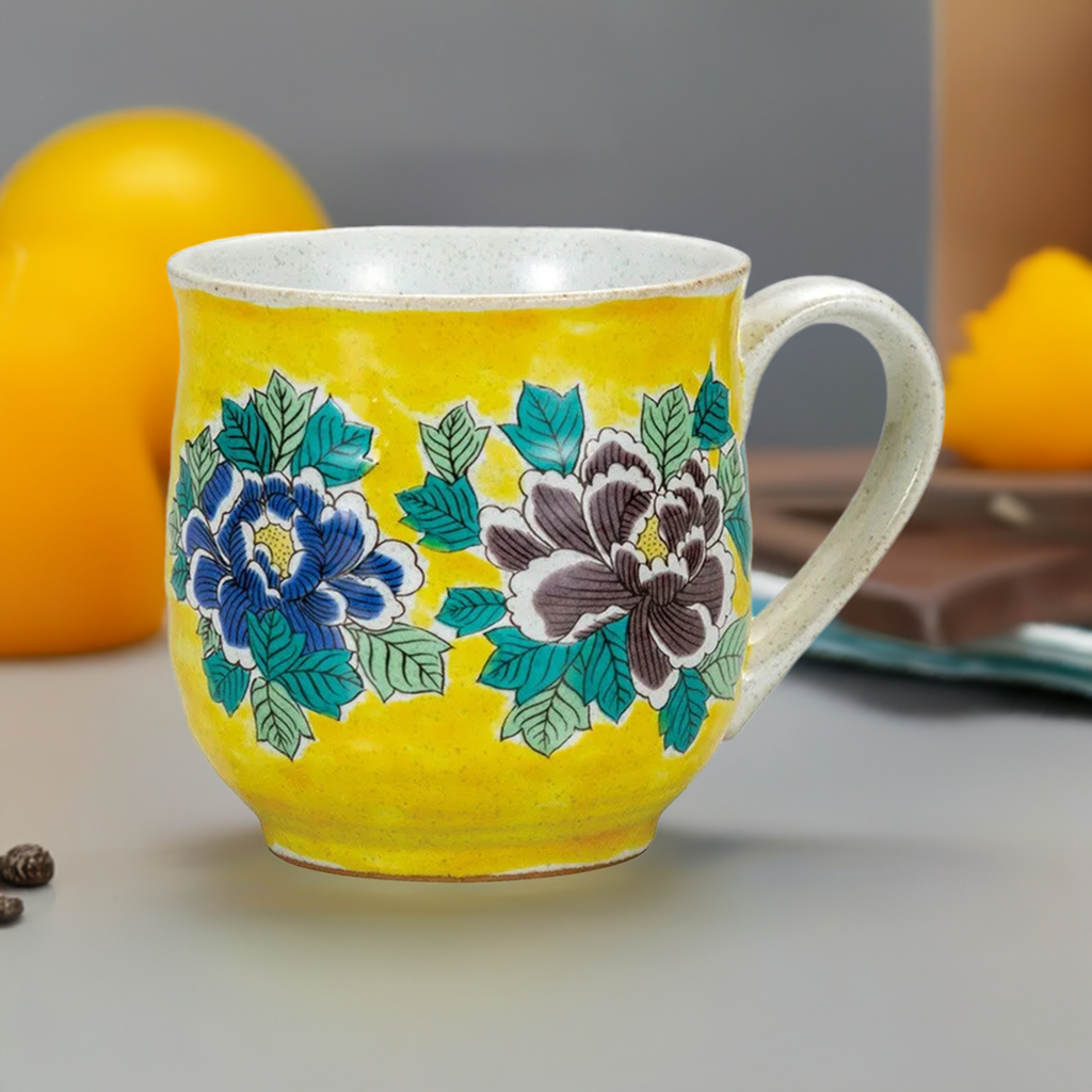 KUTANI WARE (YOSHIDAYA BOTAN  STYLE)JAPANESE MUG CUP