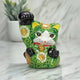 KUTANI WARE  LONG-ARMED MANEKI NEKO GREEN MORI