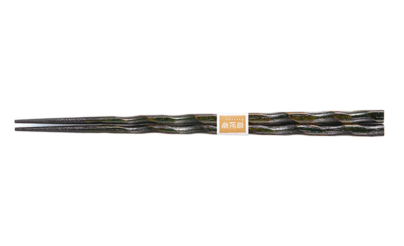 YAMANAKA LACQUERWARE - KEYAKI SPIRAL CHOPSTICKS –GREEN FINISH (NON-SLIP) 23CM