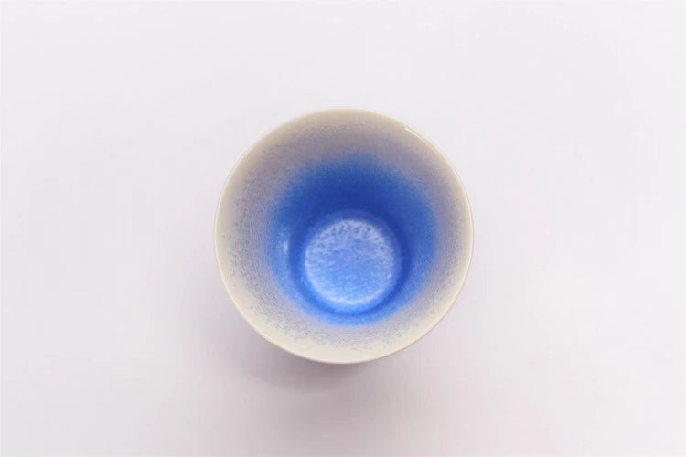 ARITA WARE TUMBLER INDIGO-DYED WATERDROP PATTERN TIERED SAKE CUP (WITH WOODEN BOX) /SHINEMON KILN