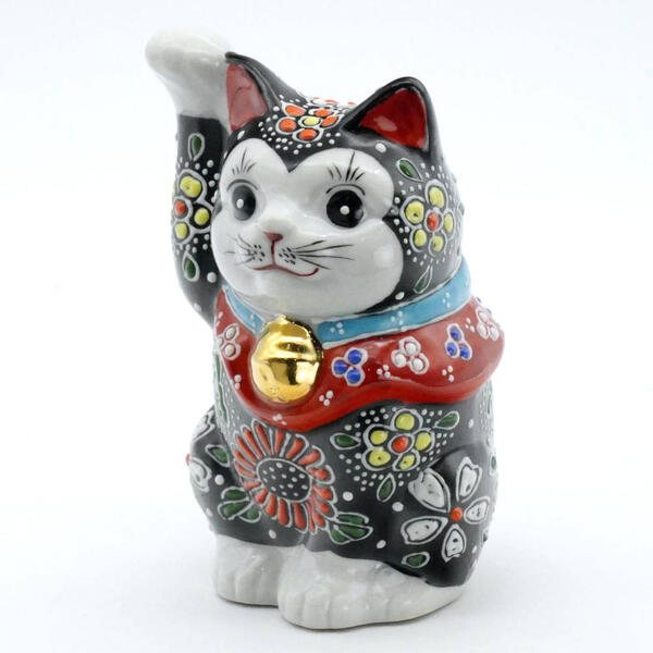 KUTANI JAPANESE LUCKY CAT(MANEKI NEKO) BLACK MORI