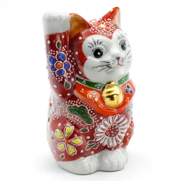 KUTANI JAPANESE LUCKY CAT(MANEKI NEKO) RED-MORI