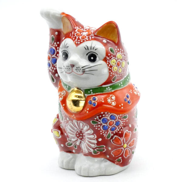 KUTANI JAPANESE LUCKY CAT(MANEKI NEKO) RED-MORI