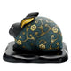 KINGYOKU NAKADA KUTANI JAPANESE RABBIT – WHIRL PATTERN BLUE DOTS WITH RAISED GOLD CLEMATIS ARABESQUE