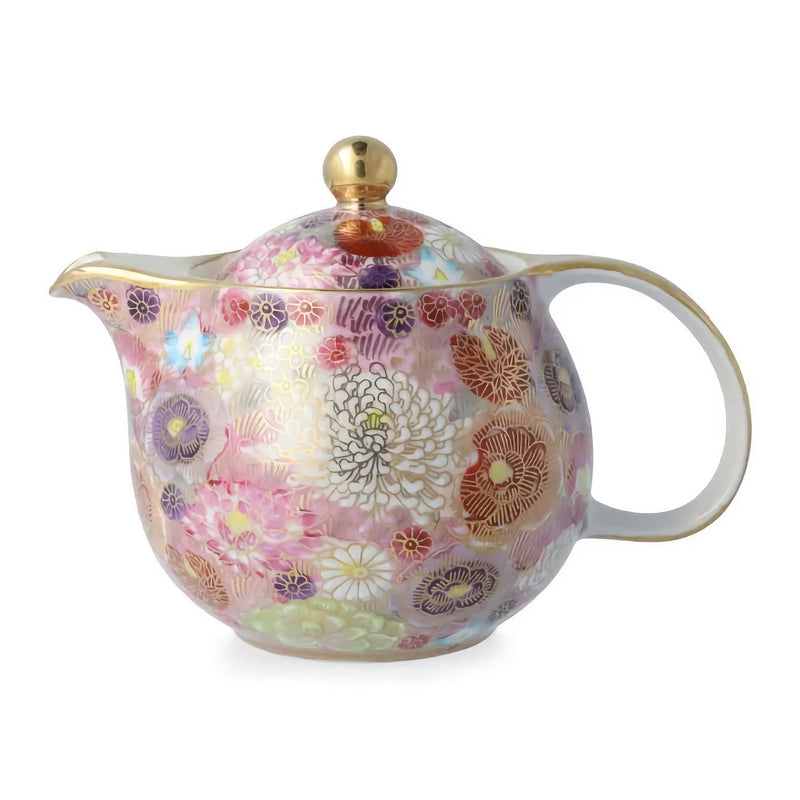 KUTANI JAPANNESE  TEAPOTCHOOSE FROM 5 COLORS – KIN-HANAZUME(WITH STRAINER)