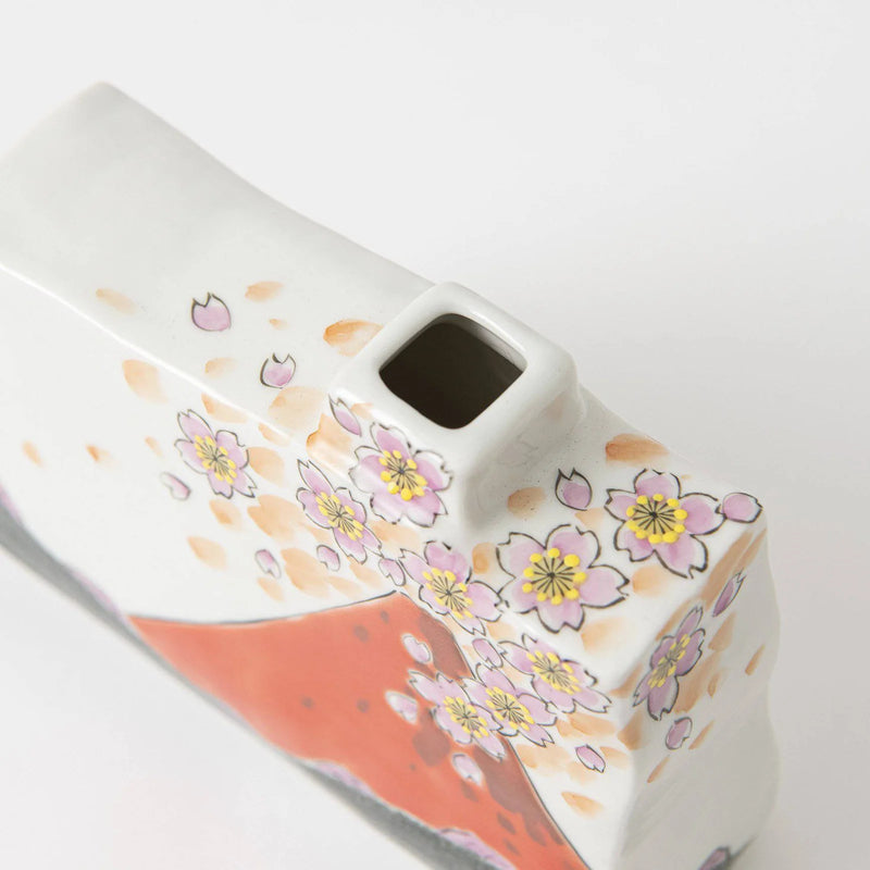 KUTANI WARE SINGLE-FLOWER VASE – RED FUJI BY FUKUDA SHŌRYŪ (GIFT BOX)