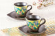 KUTANI JAPANESE PAIR COFFEE CUP YOSHIDAYA CAMELLIA DESIGN