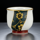 KUTANI JAPANESE  GUINOMI - GOLD LEAF TWISTED BLUE DOTS WITH TESSEN (CLEMATIS) DESIGN/ MANAMI UENO