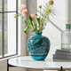 JAPANESE FLOWER VASE KUTANI BLUE-GLAZED PERSIAN BUTTERFLY MOTIF