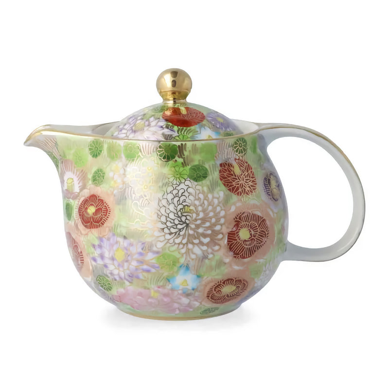 KUTANI JAPANNESE  TEAPOTCHOOSE FROM 5 COLORS – KIN-HANAZUME(WITH STRAINER)