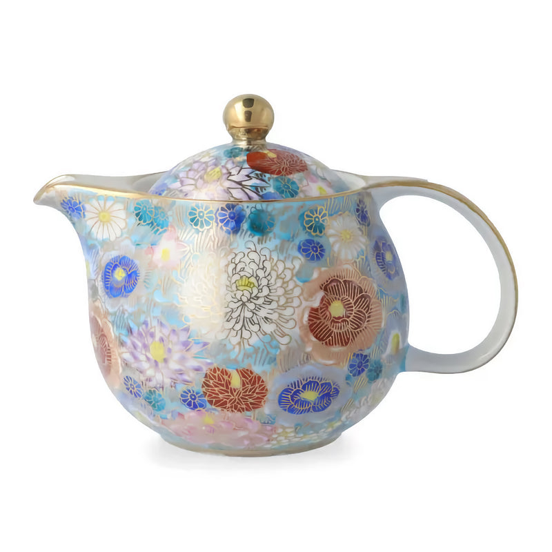 KUTANI JAPANNESE  TEAPOTCHOOSE FROM 5 COLORS – KIN-HANAZUME(WITH STRAINER)
