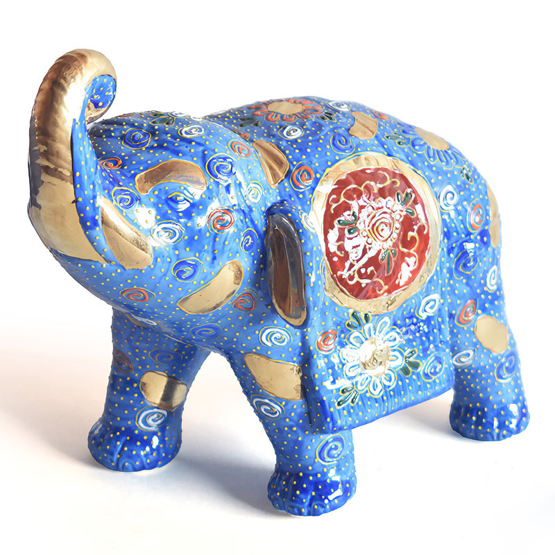JAPANESE KUTANI WARE ELEPHANT AOMORI|TRADITIONAL JAPANESE CRAFT FIGURINE