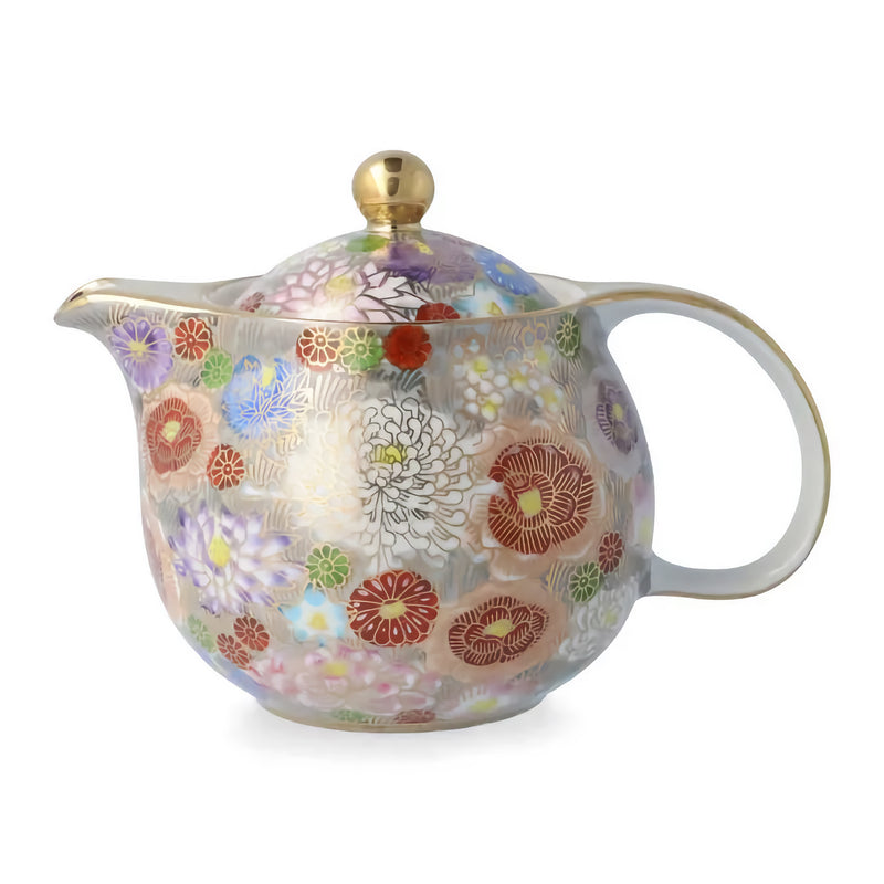 KUTANI JAPANNESE  TEAPOTCHOOSE FROM 5 COLORS – KIN-HANAZUME(WITH STRAINER)