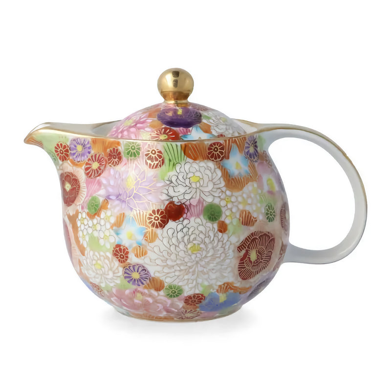 KUTANI JAPANNESE  TEAPOTCHOOSE FROM 5 COLORS – KIN-HANAZUME(WITH STRAINER)