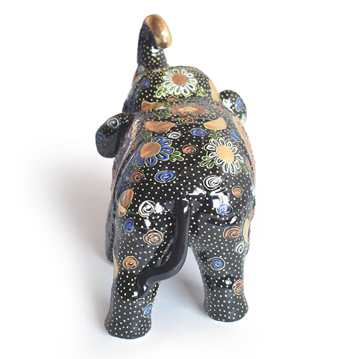 JAPANESE KUTANI WARE ELEPHANT KUROMORI|TRADITIONAL JAPANESE CRAFT FIGURINE