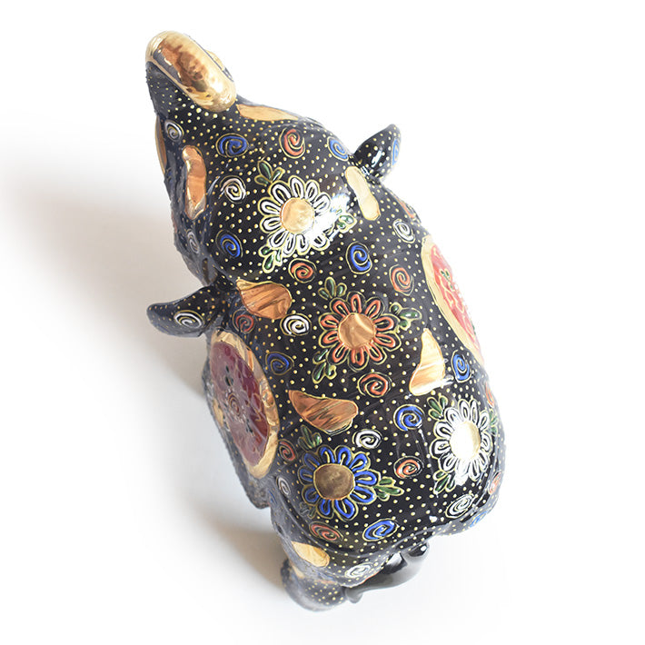 JAPANESE KUTANI WARE ELEPHANT KUROMORI|TRADITIONAL JAPANESE CRAFT FIGURINE