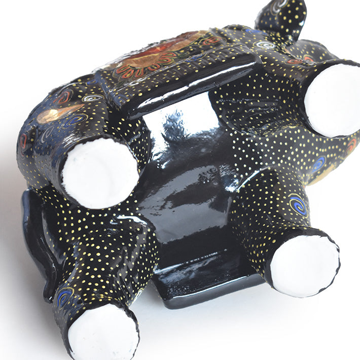 JAPANESE KUTANI WARE ELEPHANT KUROMORI|TRADITIONAL JAPANESE CRAFT FIGURINE